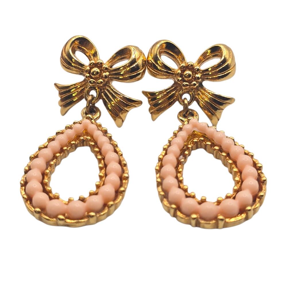 Earrings Avon 1993 Isnt It Romantic Vintage Bow Motif Dangle Pierced SKU3116 - Picture 3 of 7